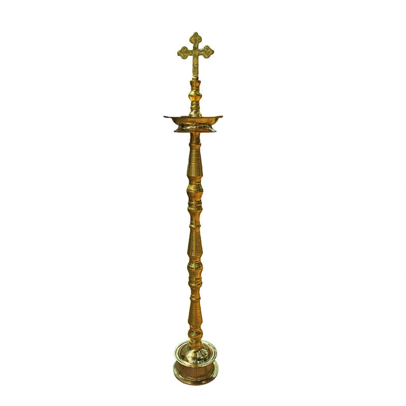 Handcrafted Plain Cross Brass Oil Lamp 5.5 Feet - ArtyCraftz.com