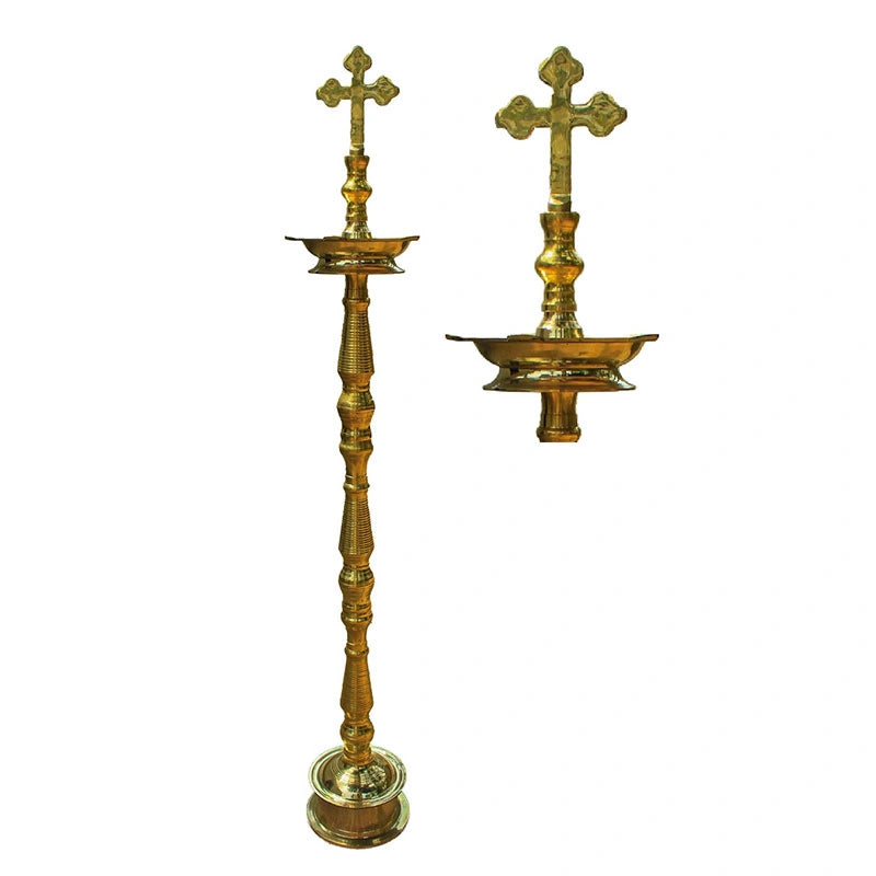 Handcrafted Plain Cross Brass Oil Lamp 5.5 Feet - ArtyCraftz.com