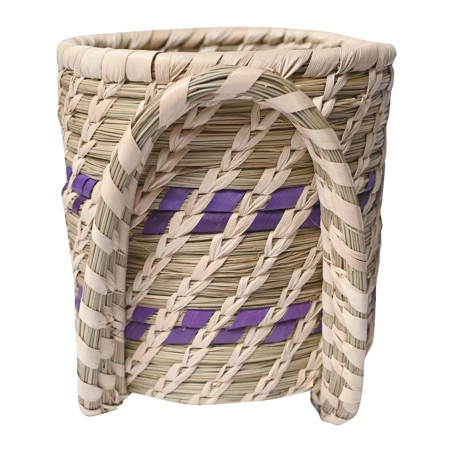 Handcrafted Sabai Grass Basket with Handle main view-ARtyCraftz.com