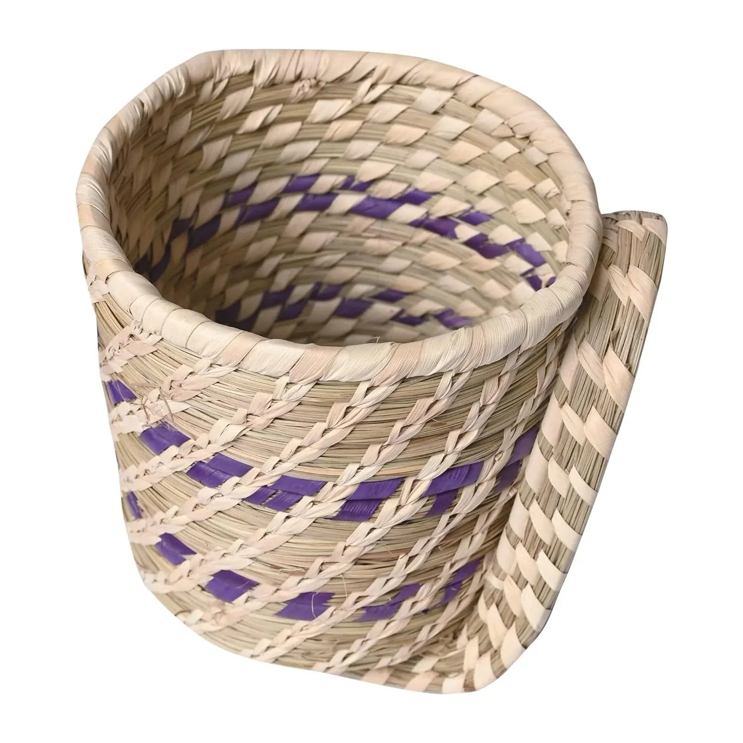 Handcrafted Sabai Grass Basket with Handle top view—ARtyCraftz.com