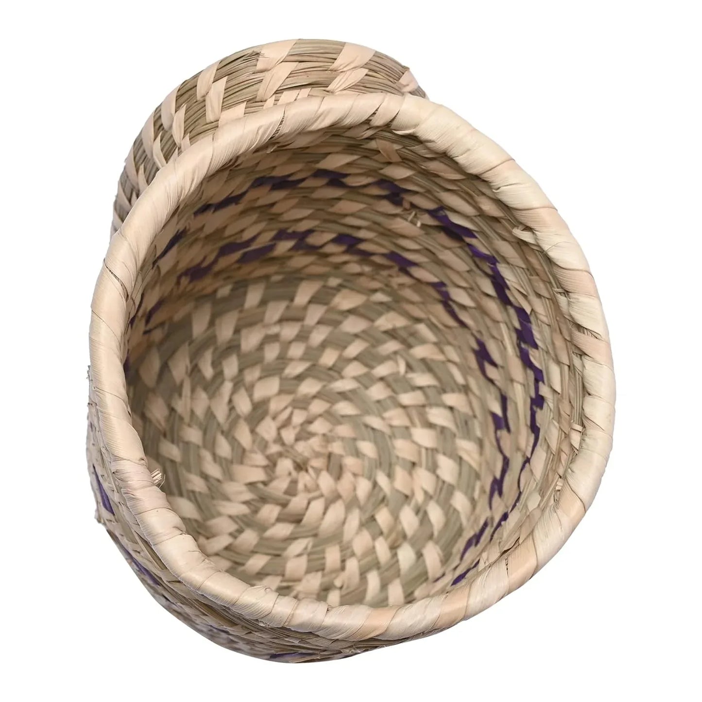 Handcrafted Sabai Grass Basket with Handle inner view-ARtyCraftz.com