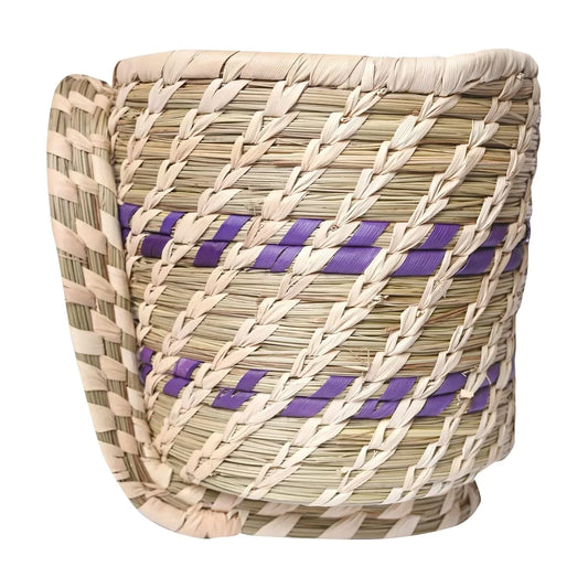 Handcrafted Sabai Grass Basket with Handle main view-ARtyCraftz.com