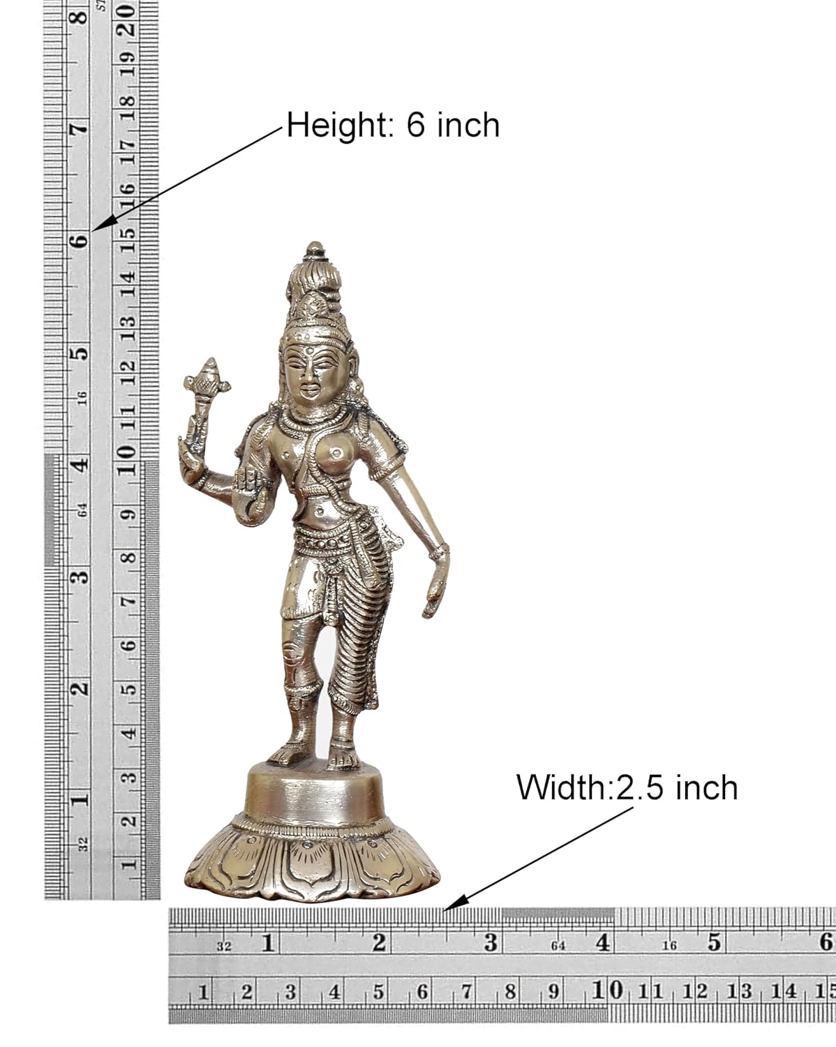 Handcrafted Silver Finish Ardhanarishvara Brass Idol Measurement-ArtyCraftz.com