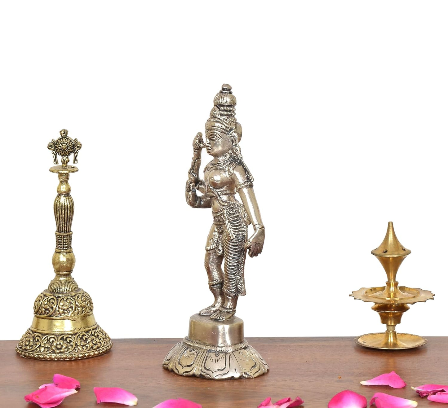 Handcrafted Silver Finish Ardhanarishvara Brass Idol Right View-ArtyCraftz.com