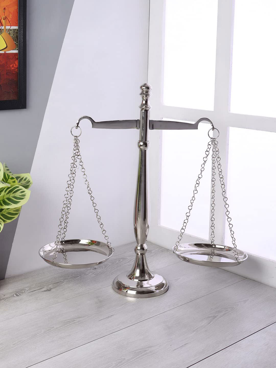 Handcrafted Silver Finished Libra Balance for Legal Office and Lawyer Gift 21" Height - ArtyCraftz.com