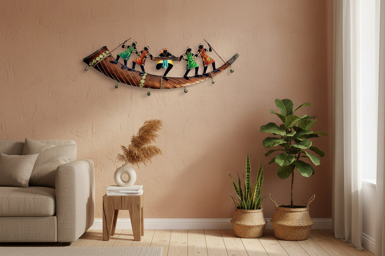 Handcrafted Tribal Musicians Metal Wall Art-ArtyCraftz.com