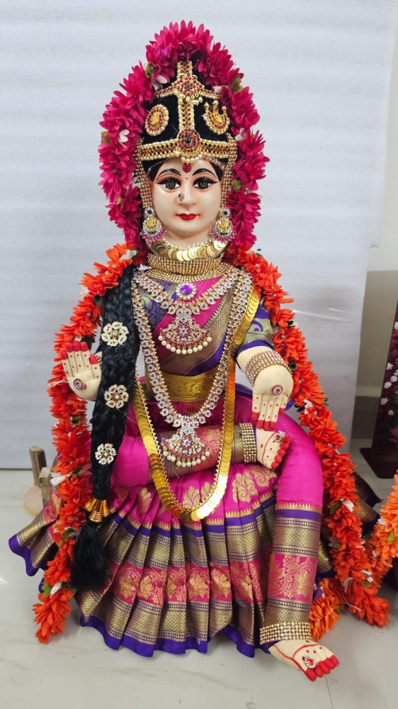 Handcrafted Varalakshmi Fabric Doll with German Silver Face-ArtyCraftz.com