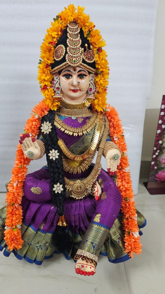 Handcrafted Varalakshmi Fabric Doll with German Silver Face-ArtyCraftz.com