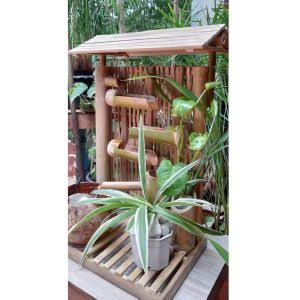 Handcrafted Weaving Wall Style 4 Steps Bamboo and Coconut Fountain - ArtyCraftz.com