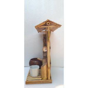 Handcrafted Weaving Wall Style 4 Steps Bamboo and Coconut Fountain - ArtyCraftz.com