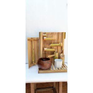 Handcrafted Weaving Wall Style 4 Steps Bamboo and Coconut Fountain - ArtyCraftz.com