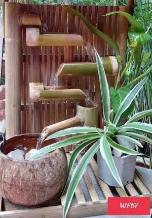 Handcrafted Weaving Wall Style 4 Steps Bamboo and Coconut Fountain - ArtyCraftz.com