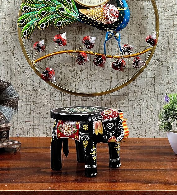 Handcrafted Wooden Elephant Stool for Showpiece