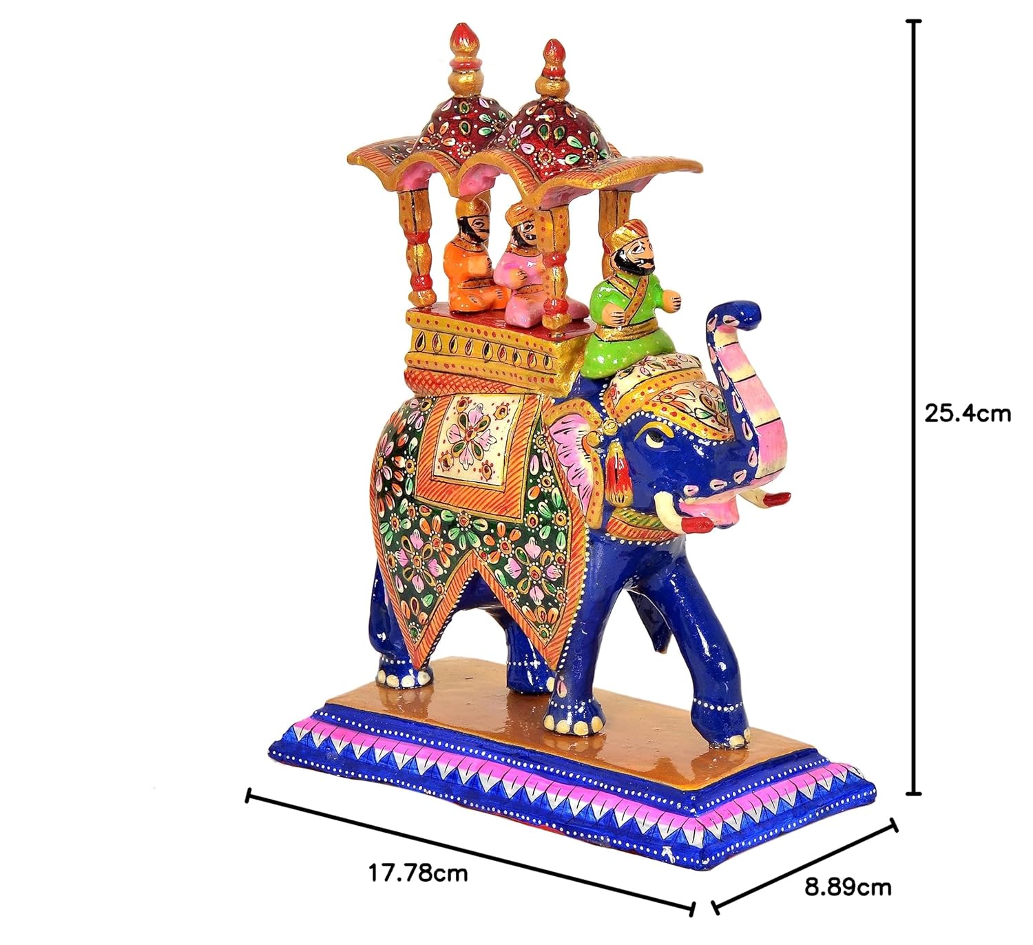 Handcrafted Wooden Elephant with Ambari and Meenakari Work Showpiece-ArtyCraftz.com