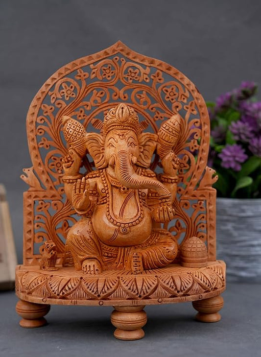 Handcrafted Wooden Ganesha Statue for Home Decor