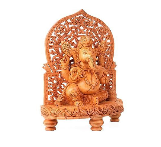Handcrafted Wooden Ganesha Statue for Home Decor
