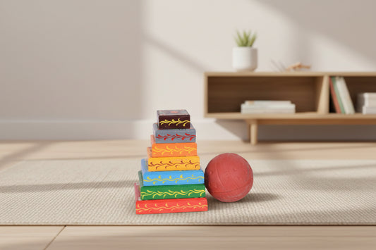 Wooden Rainbow Stacking Toy with Ball - ArtyCraftz.com