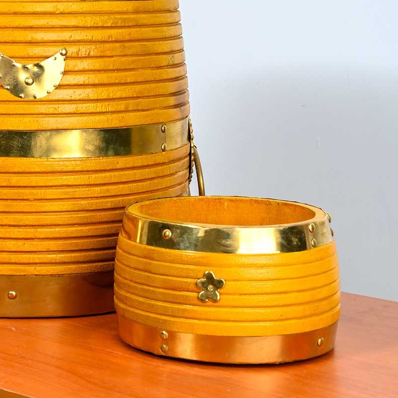 Handcrafted Wooden Plaavu Vadi Para Set with Changazhi & Naazhi-ArtyCraftz.com