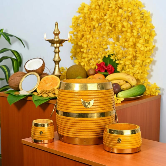 Handcrafted Wooden Plaavu Vadi Para Set with Changazhi & Naazhi-ArtyCraftz.com