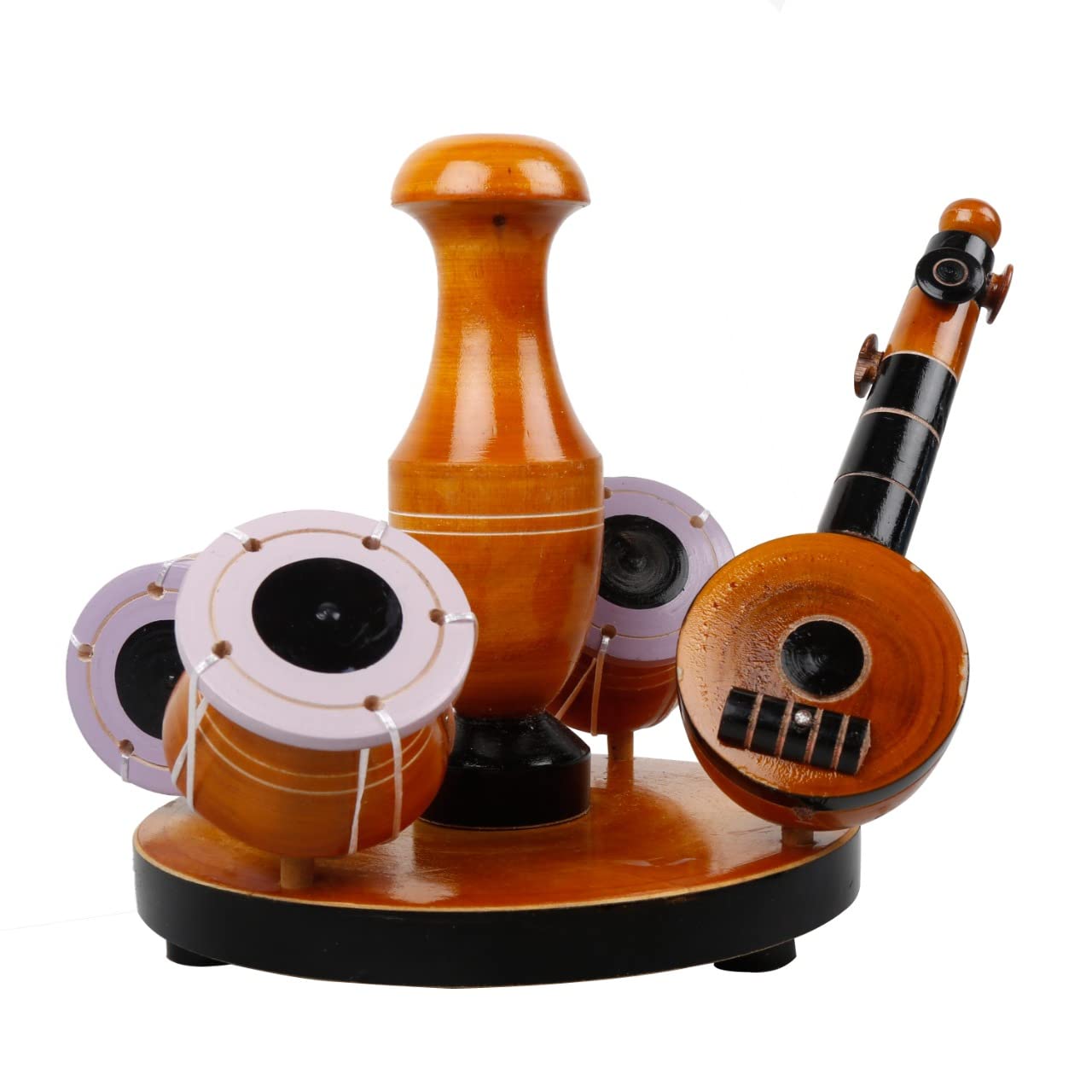 Handcrafted Wooden Tabla & Veena Showpiece-ArtyCraftz.com