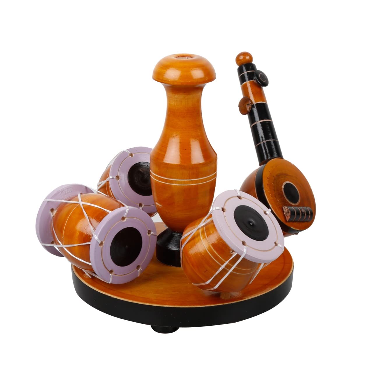 Handcrafted Wooden Tabla & Veena Showpiece-ArtyCraftz.com