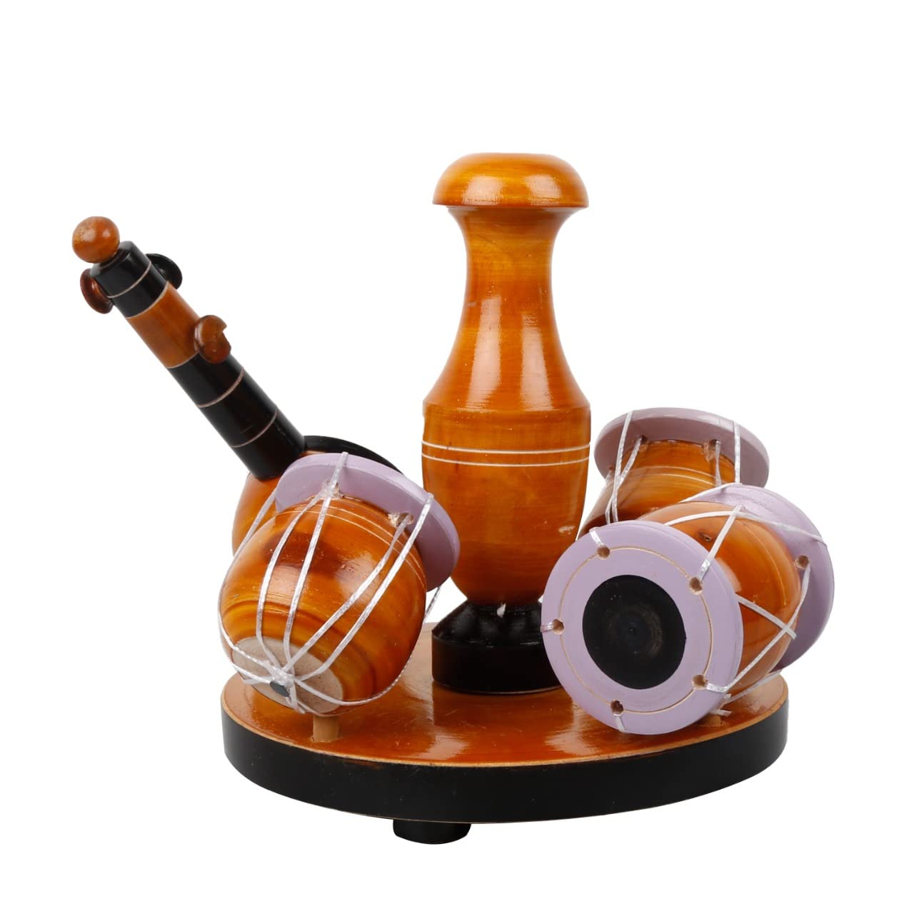 Handcrafted Wooden Tabla & Veena Showpiece-ArtyCraftz.com