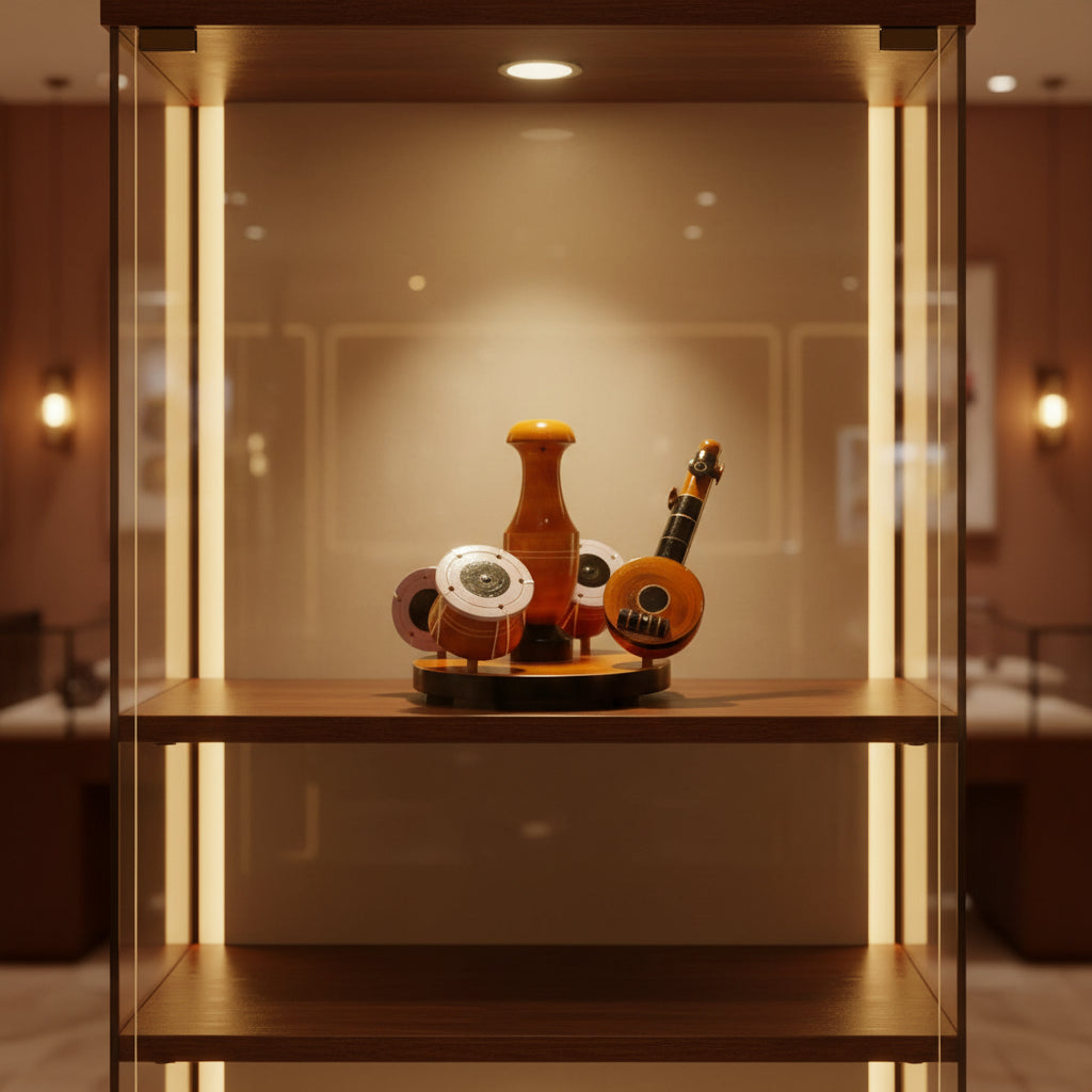 Handcrafted Wooden Tabla & Veena Showpiece-ArtyCraftz.com
