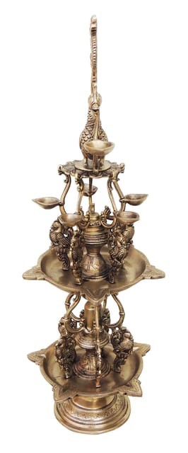 Handcrafted brass peacock oil lamp 27.8 inch-ArtyCraftz.com