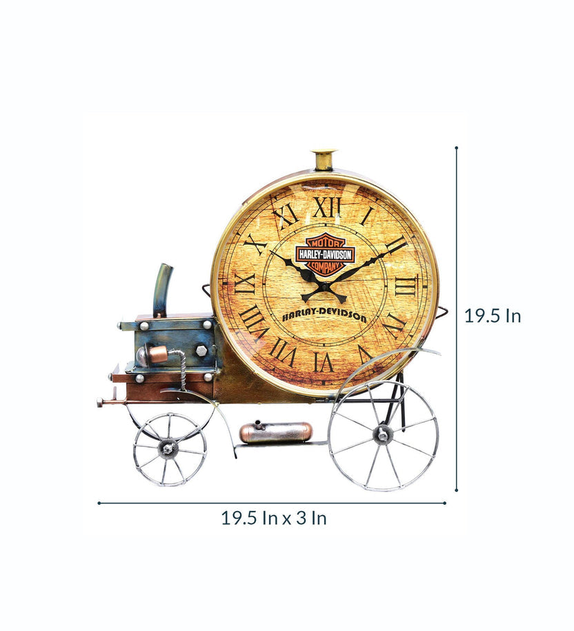 Handcrafted vintage steam locomotive metal wall clock with Roman numeral dial and industrial railway-inspired design-ArtyCraftz.com