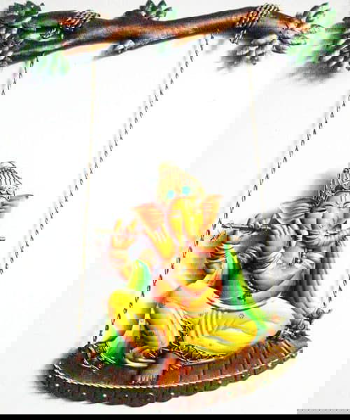 Handemade Metal Ganesh Flute Zula for Home Decor and Gifting 18*28 Inches - ArtyCraftz.com