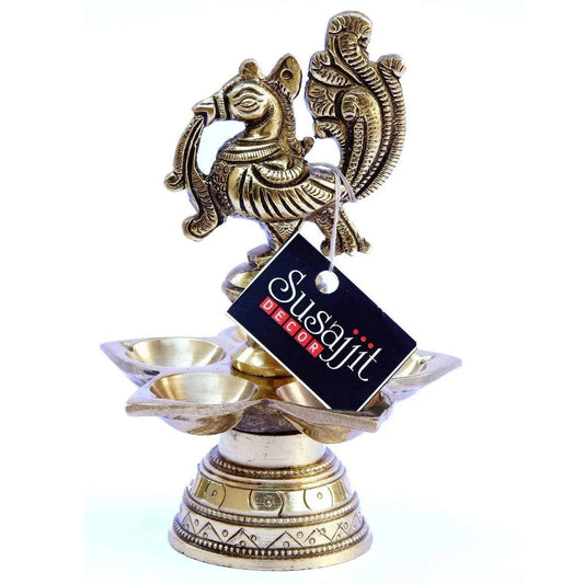 Handicraft Brass Table Diya of Peacock - ArtyCraftz.com