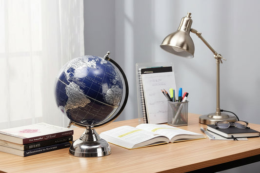 Blue Silver Desk Globe Showpiece - ArtyCraftz.com