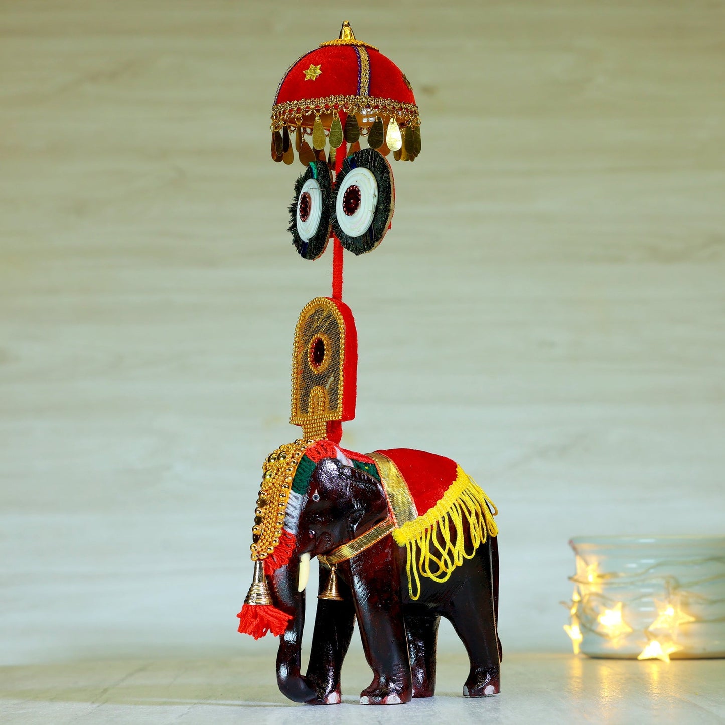 Handcrafted Rosewood Pooram Elephant Showpiece-ArtyCraftz