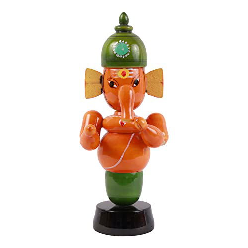 Handicrafts Ganesha with Ganesh Idol Statue Wooden Carving Ganpati Spiritual Chandan Figurine for Home D?cor Pooja - ArtyCraftz.com