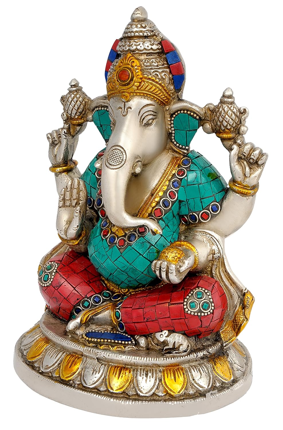 Handmade 8 Inches Brass Ganpati Murti for Home Temple and Gifting-ArtyCraftz.com