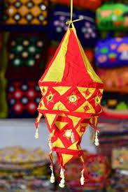 Handcrafted Handmade Cotton Foldable Fabric Lantern/Lamp Shade for Home Decoration 2 Step Red with Yellow Color - ArtyCraftz.com