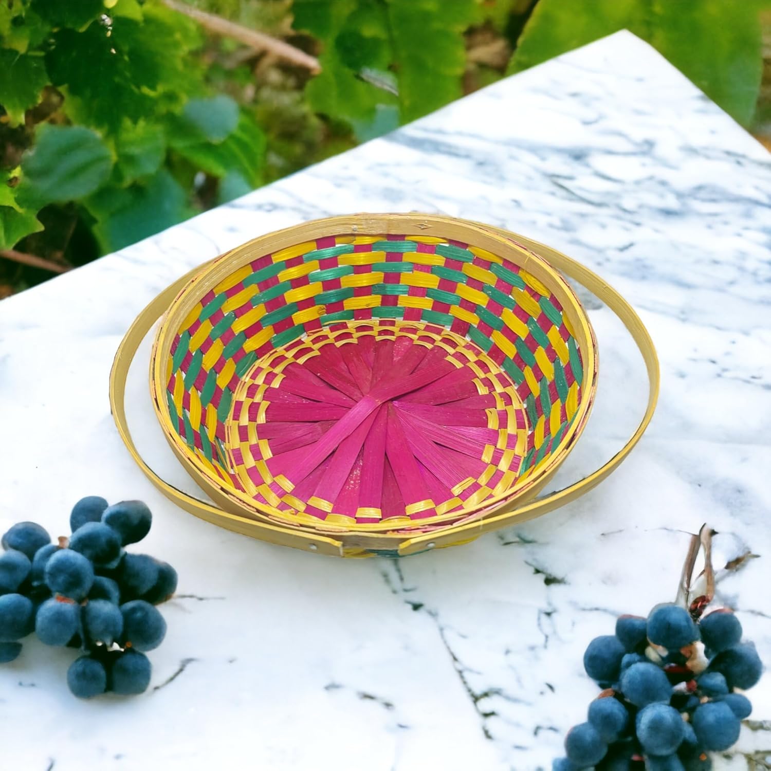 Handmade Bamboo Dual Colors Basket-ArtyCraftz.com-ArtyCraftz.com
