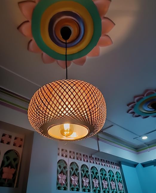 Handmade Bamboo Lampshade - Hanging Pendant  Light