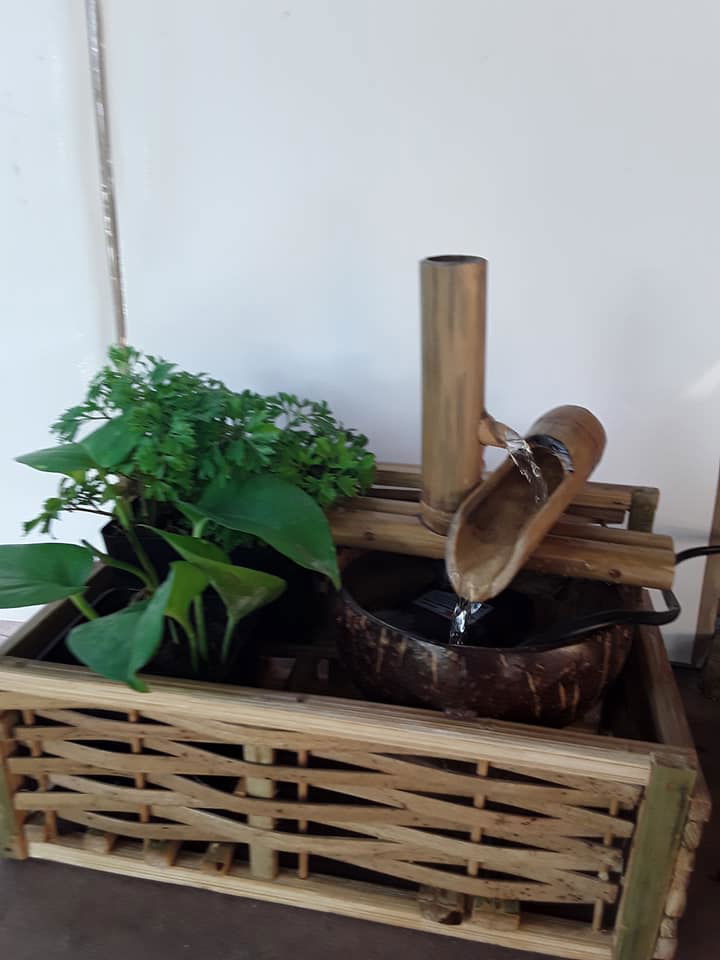 Handmade Bamboo and Coconut Shell weaving style Table Top Fountain - ArtyCraftz.com