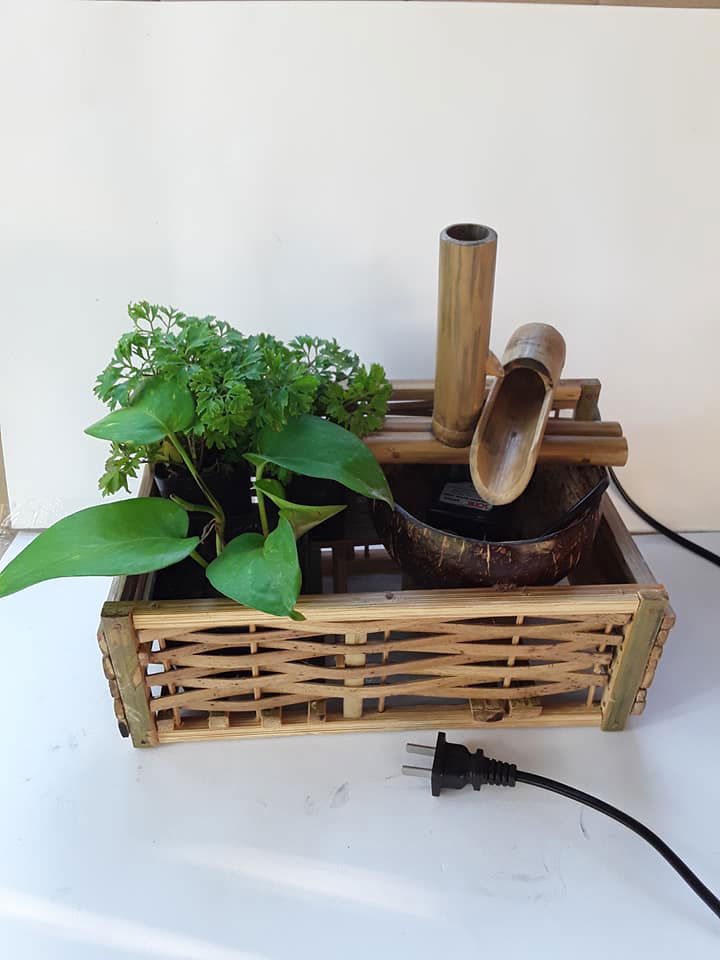 Handmade Bamboo and Coconut Shell weaving style Table Top Fountain - ArtyCraftz.com