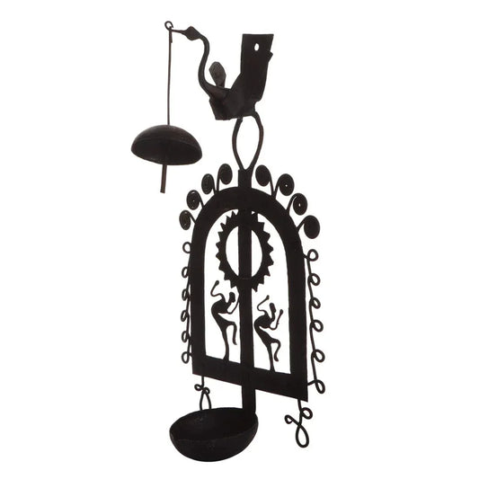 Handmade Black Wrought Ghanti Diya Decorative Craft - ArtyCraftz.com