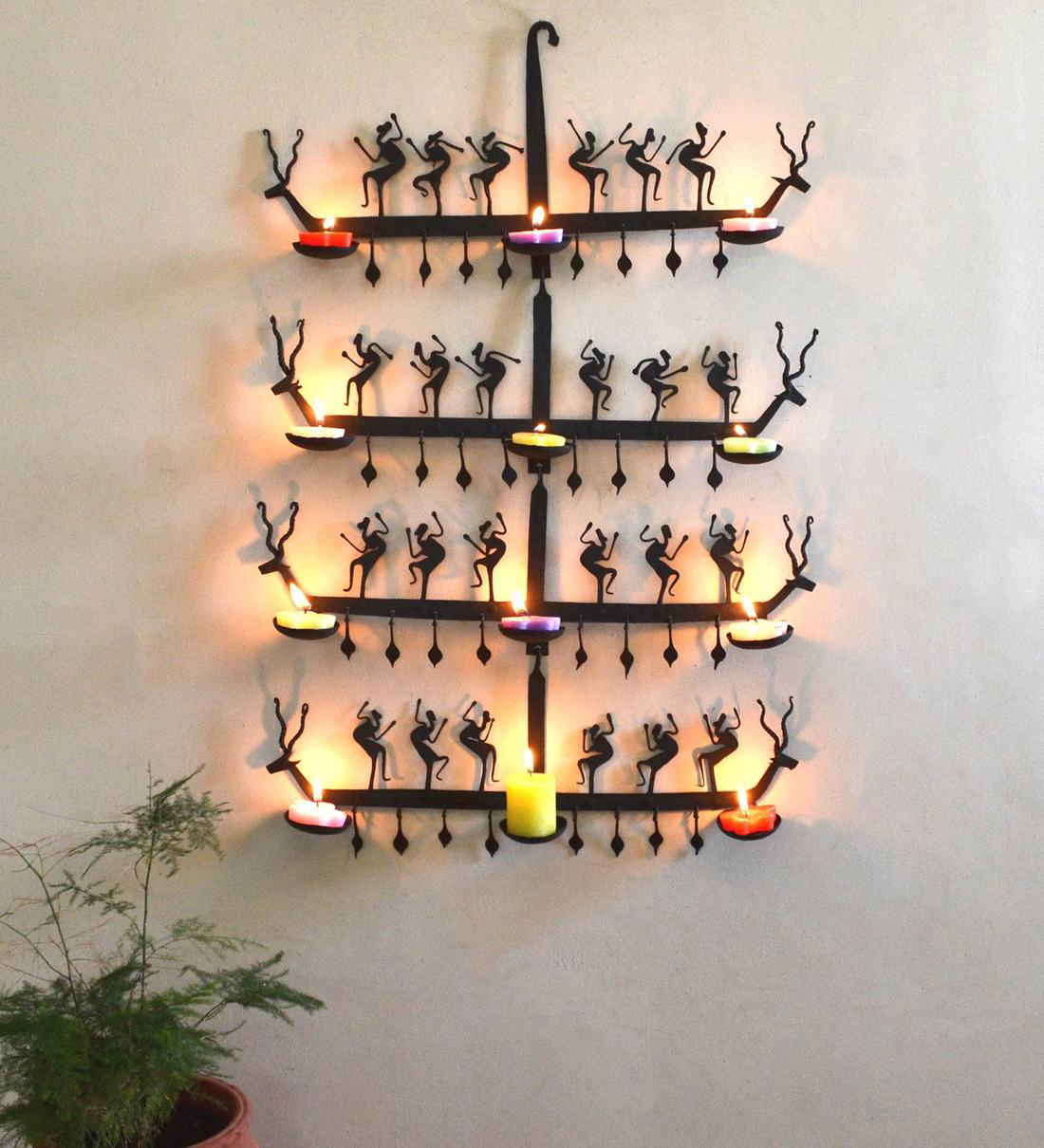 Handmade Black Wrought Iron Trible Dance Candle Holder - ArtyCraftz.com