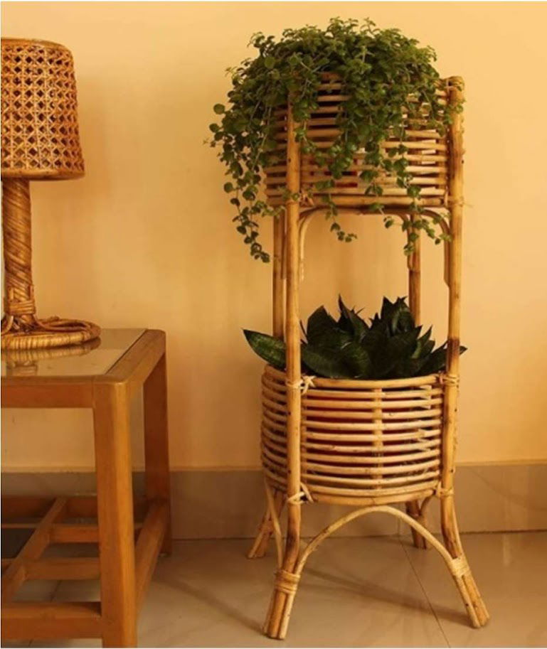 Handmade Cane Planter with Stand - ArtyCraftz.com