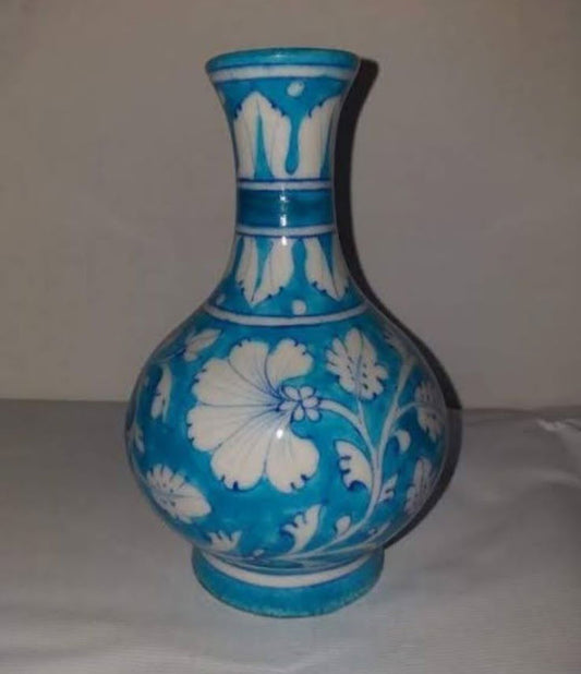 Handmade Ceramic Flower Vase for Home Decor and Gifting 8 Inches Sky Blue Color - ArtyCraftz.com