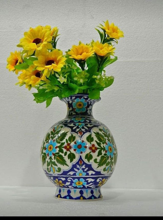 Handmade Ceramic Flower Vase for Home Decor and Gifting Green Color - ArtyCraftz.com
