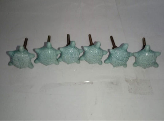 Handmade Ceramic Knobs for Kitchen Cabinets and Drawer Sky Blue Color - ArtyCraftz.com