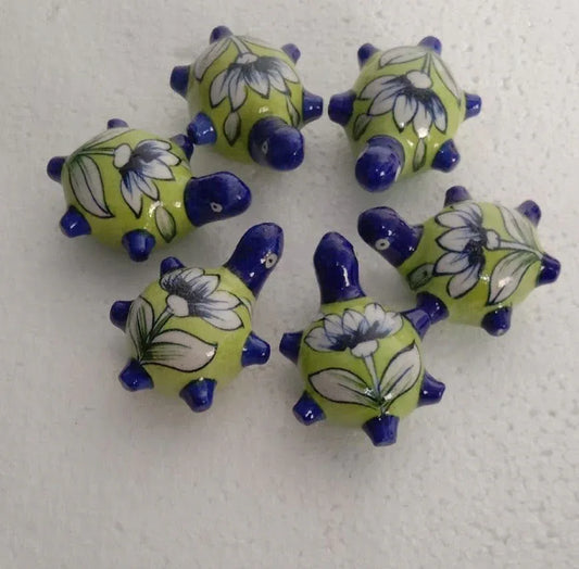 Handmade Ceramic Paper Wait for Home Decor and Gifting 2.5 Inches Blue with Green Color - ArtyCraftz.com