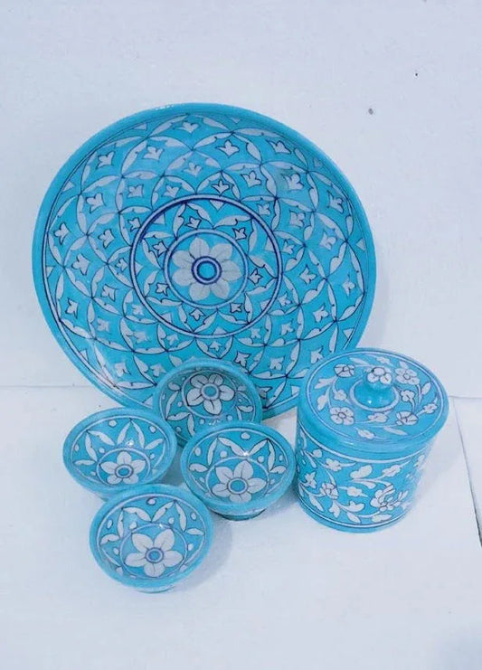 Handmade Ceramic Plate with Bowl and Powder Box - ArtyCraftz.com