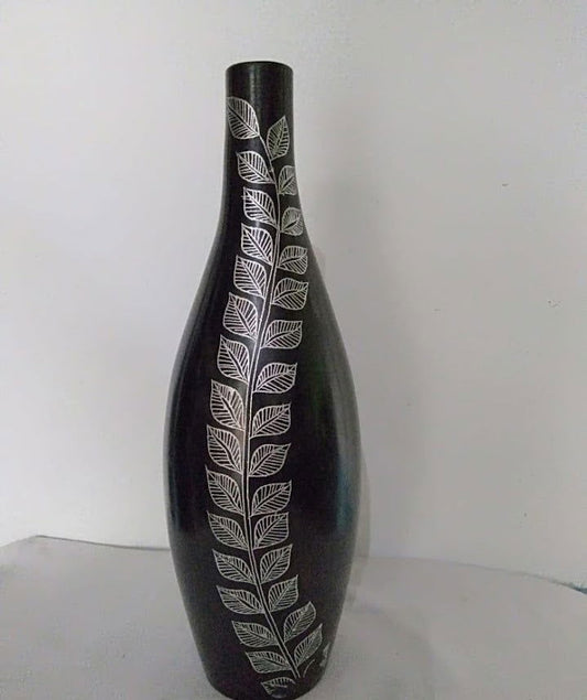 Handmade Clay Flower Vase for Home Decor and Gifting 12 Inches - ArtyCraftz.com