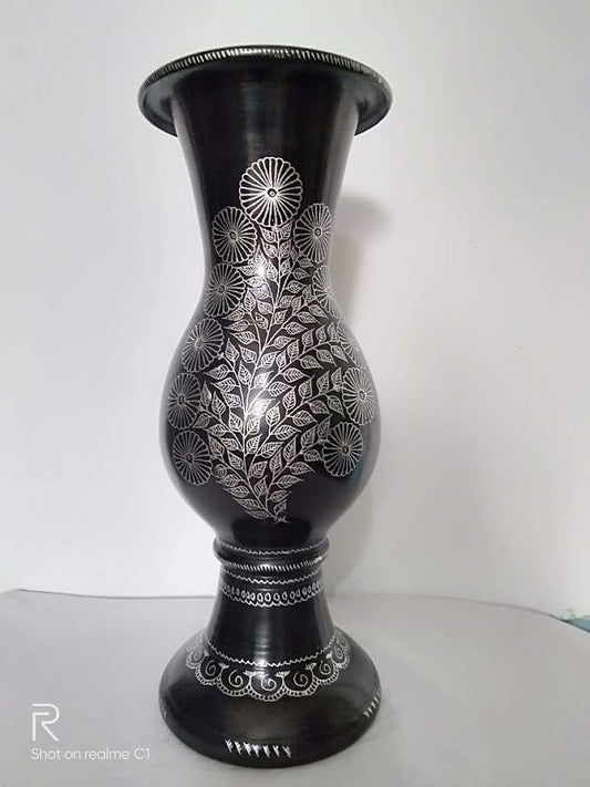 Handmade Clay Flower Vase for Home Decor and Gifting 14 Inches - ArtyCraftz.com